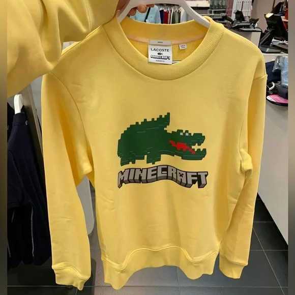 Brand New! Lacoste+Minecraft Yellow UNISEX Sweatshirt, Size S